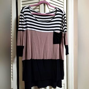 Large Brown & Black Stripe Shirt